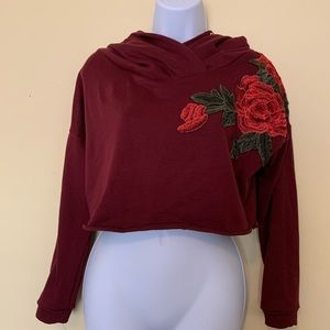 Rue 21 cropped embroidered hoodie